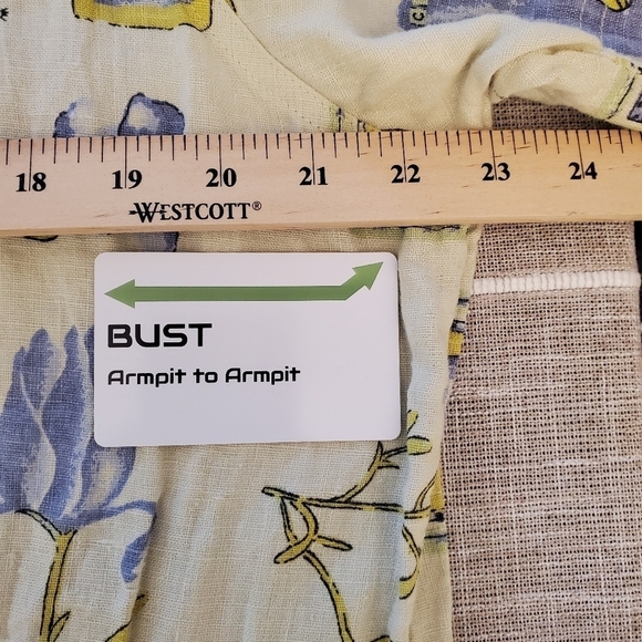 Onque XL 100% Linen Multiple Pattern Yellow Maxi Dress - Picture 7 of 7